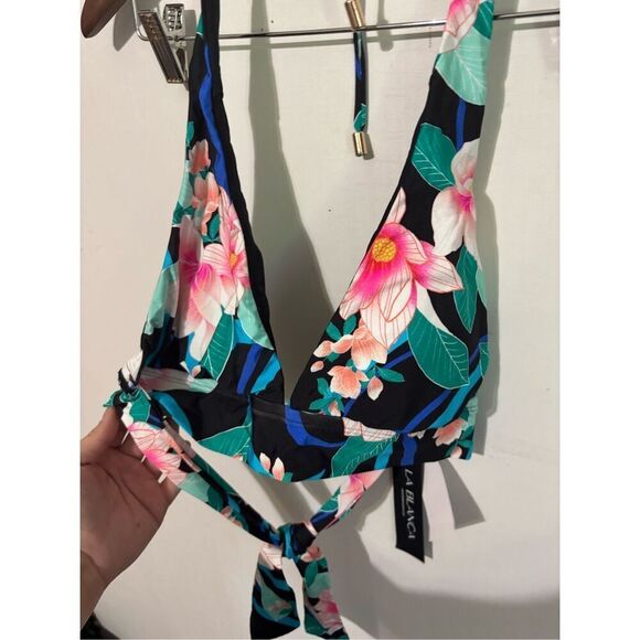 Brand New La Blanca Black Multi Swimwear Bikini Top Women's Size 6 - Picture 6 of 7
